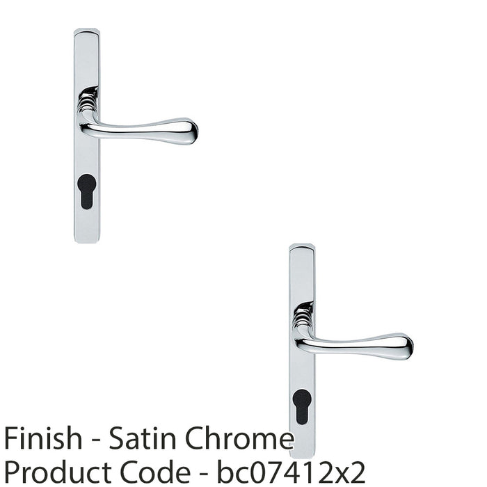 2 PACK Satin Chrome Multi-Point Locking Security Door Handle 92mm External Lever 1