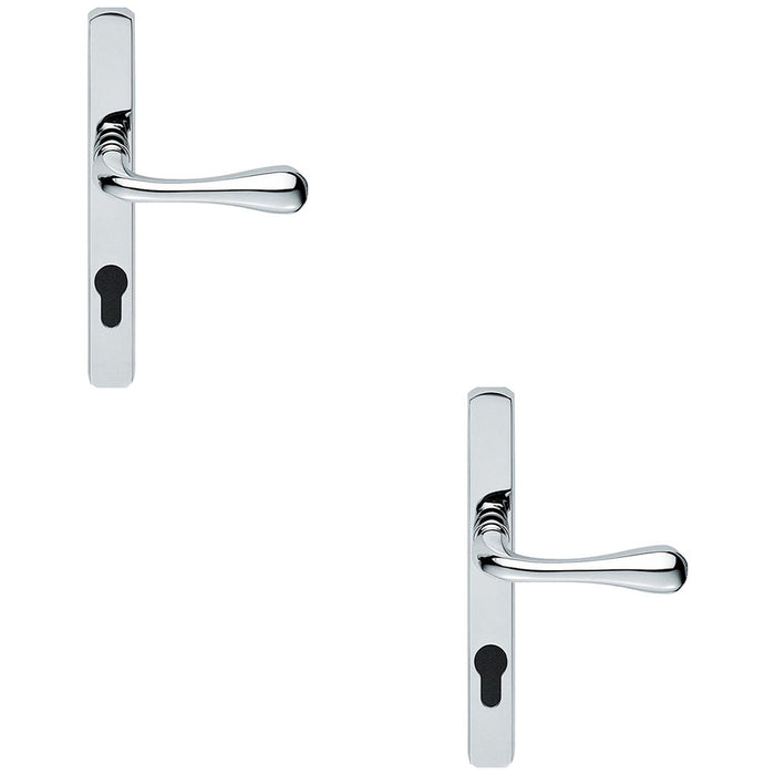 2 PACK Satin Chrome Multi-Point Locking Security Door Handle 92mm External Lever