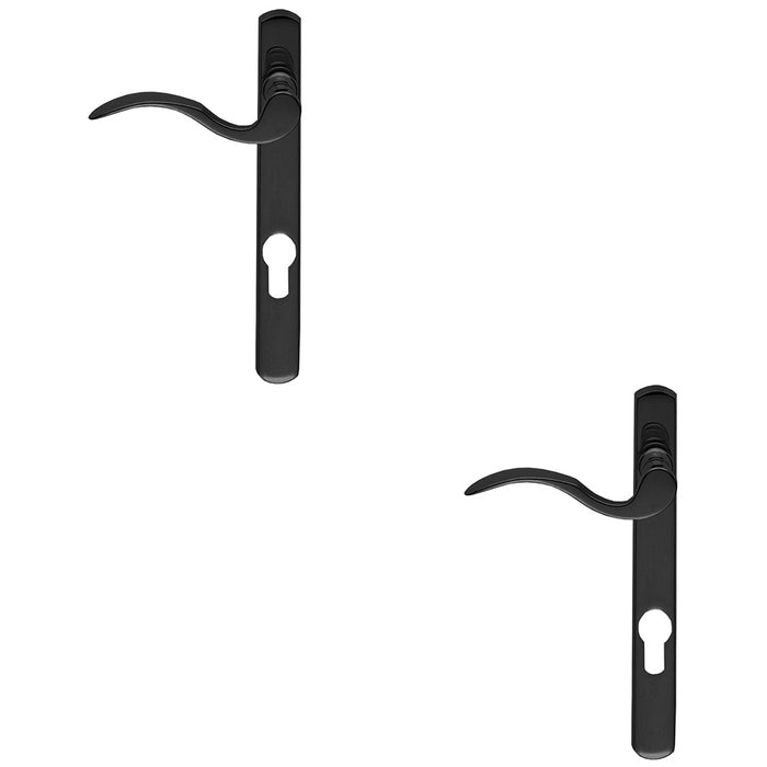 2 PACK Multi-Point Locking Door Handle EURO PROFILE Slim Matt Black LEFT HAND