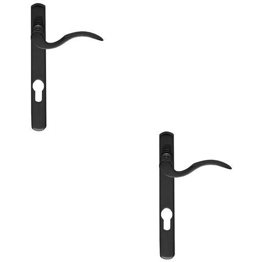 2 PACK Multi-Point Locking Door Handle EURO PROFILE Slim Matt Black RIGHT HAND