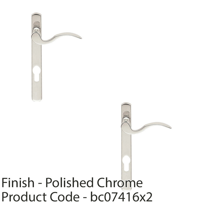 2 PACK Multi-Point Locking Door Handle EURO PROFILE Slim Chrome RIGHT HAND 1