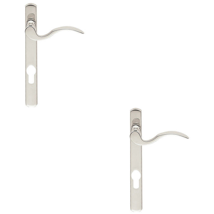 2 PACK Multi-Point Locking Door Handle EURO PROFILE Slim Chrome RIGHT HAND