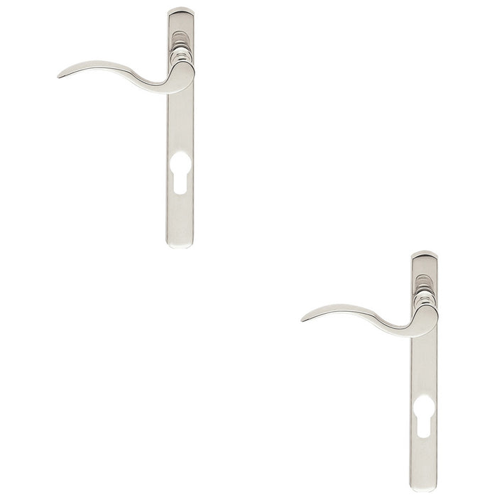 2 PACK Multi-Point Locking Door Handle EURO PROFILE Slim Satin Chrome LEFT HAND