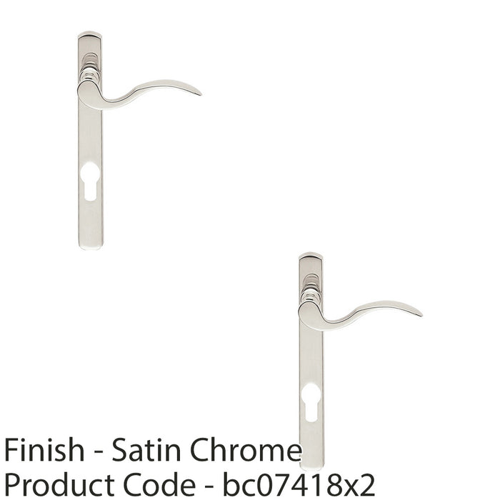 2 PACK Multi-Point Locking Door Handle EURO PROFILE Slim Satin Chrome RIGHT HAND 1