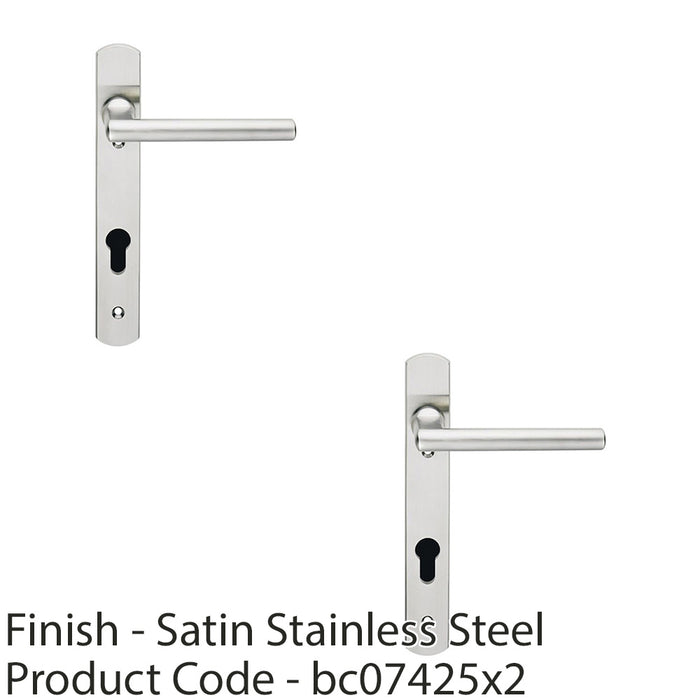 2 PACK Multi-Point Locking Door Handle 92mm EURO PROFILE Slim Lever Satin Steel 1