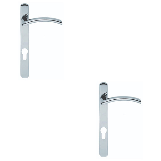 2 PACK Multi-Point Locking Door Handle EURO PROFILE Slim Arched Chrome LEFT HAND