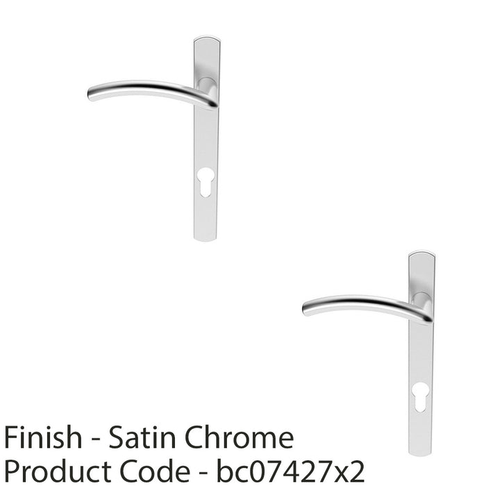 2 PACK Multi-Point Locking Door Handle EURO Slim Arched Satin Chrome LEFT HAND 1