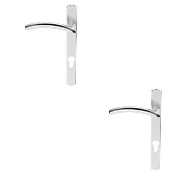 2 PACK Multi-Point Locking Door Handle EURO Slim Arched Satin Chrome LEFT HAND