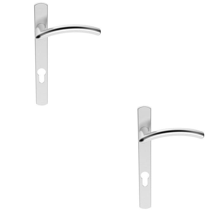 2 PACK Multi-Point Locking Door Handle EURO Slim Arched Satin Chrome RIGHT HAND