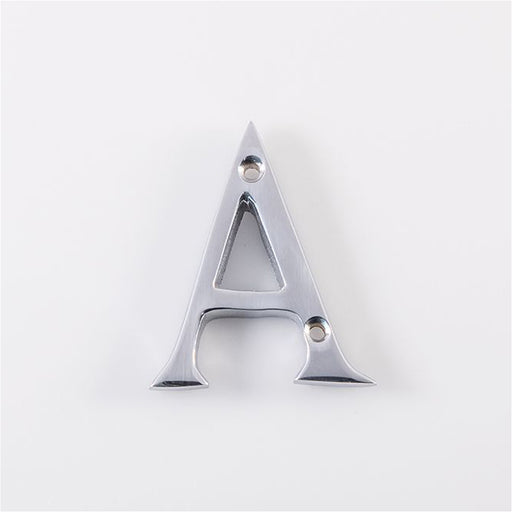 Polished Chrome Door Letter A - 53mm Height 4mm Depth House Letter Plaque Sign