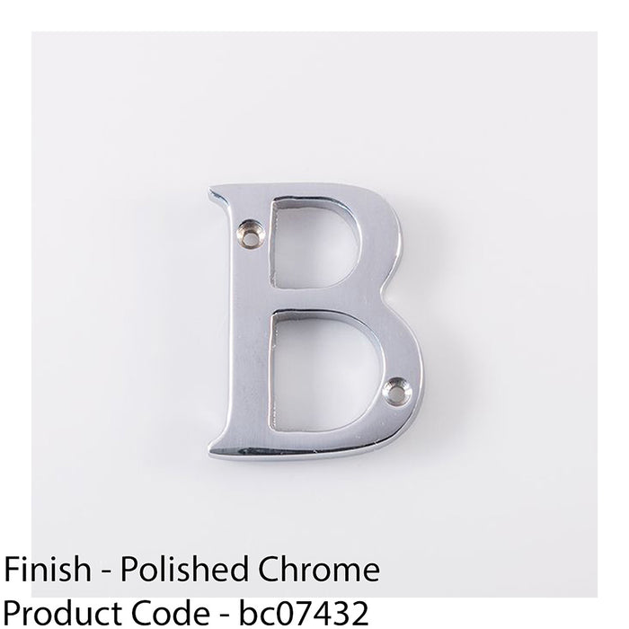 Polished Chrome Door Letter B - 53mm Height 4mm Depth House Letter Plaque Sign 1