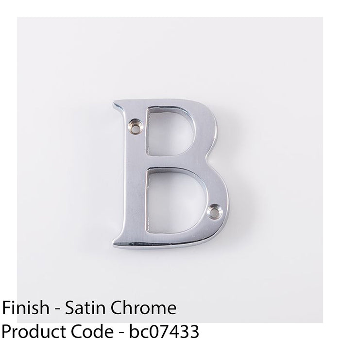 Satin Chrome Door Letter B - 53mm Height 4mm Depth House Letter Plaque Sign 1