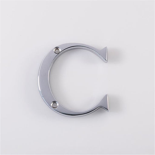 Polished Chrome Door Letter C - 53mm Height 4mm Depth House Letter Plaque Sign