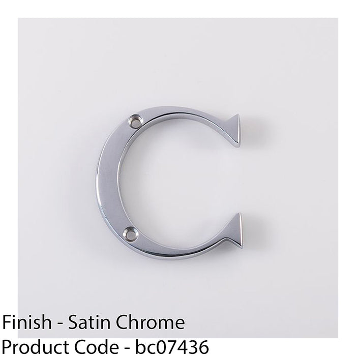 Satin Chrome Door Letter C - 53mm Height 4mm Depth House Letter Plaque Sign 1