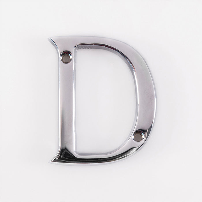 Polished Chrome Door Letter D - 53mm Height 4mm Depth House Letter Plaque Sign