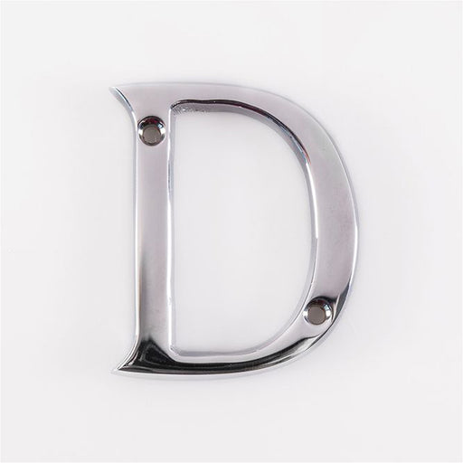 Satin Chrome Door Letter D - 53mm Height 4mm Depth House Letter Plaque Sign