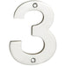 Polished Steel Door Number 3 - 100mm Height 5mm Depth House Numeral Plaque Sign
