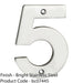 Polished Steel Door Number 5 - 100mm Height 5mm Depth House Numeral Plaque Sign 1
