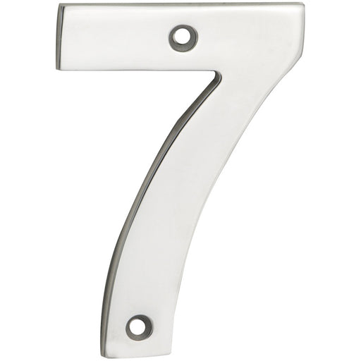 Polished Steel Door Number 7 - 100mm Height 5mm Depth House Numeral Plaque Sign