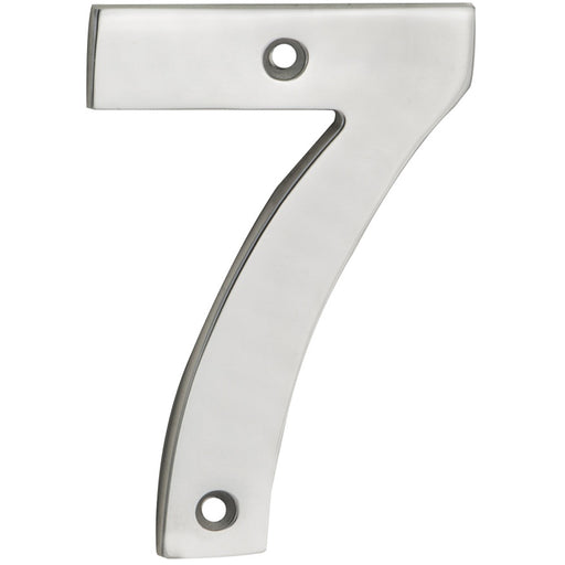 Satin Steel Door Number 7 - 100mm Height 5mm Depth House Numeral Plaque Sign