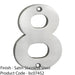 Satin Steel Door Number 8 - 100mm Height 5mm Depth House Numeral Plaque Sign 1