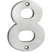 Satin Steel Door Number 8 - 100mm Height 5mm Depth House Numeral Plaque Sign