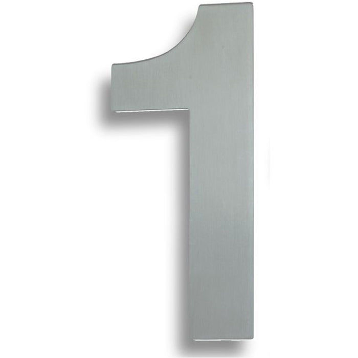 Polished Steel Door Number 1 - Large 178mm Height House Numeral Plaque Sign