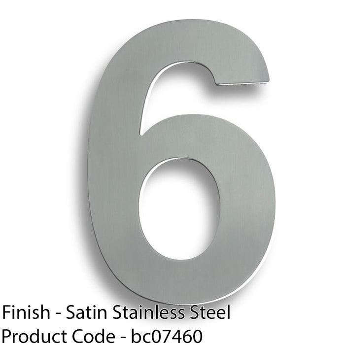 Satin Steel Door Number 6/9 - Large 178mm Height House Numeral Plaque Sign 1