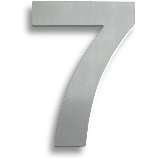 Polished Steel Door Number 7 - Large 178mm Height House Numeral Plaque Sign