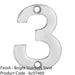 Polished Steel Door Number 3 - Small 50mm Height House Numeral Plaque Sign 1