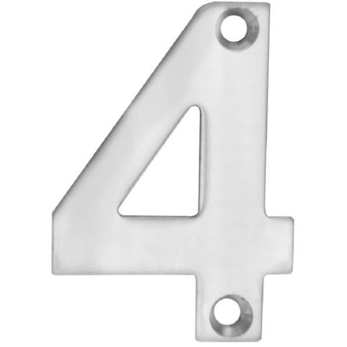 Polished Steel Door Number 4 - Small 50mm Height House Numeral Plaque Sign