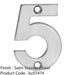 Satin Steel Door Number 5 - Small 50mm Height House Numeral Plaque Sign 1