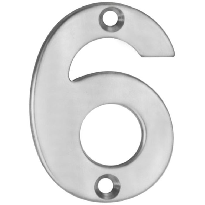 Satin Steel Door Number 6/9 - Small 50mm Height House Numeral Plaque Sign