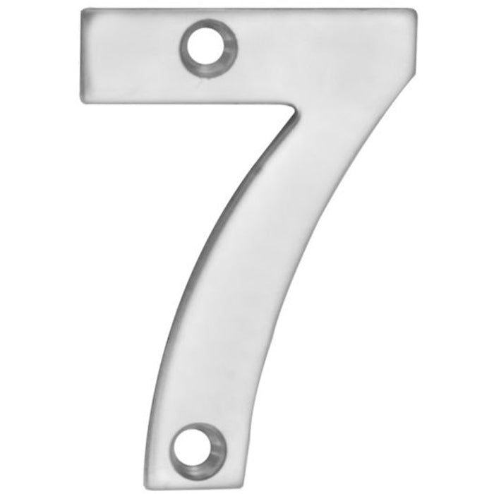 Polished Steel Door Number 7 - Small 50mm Height House Numeral Plaque Sign