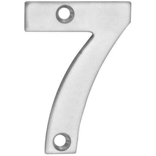 Satin Steel Door Number 7 - Small 50mm Height House Numeral Plaque Sign