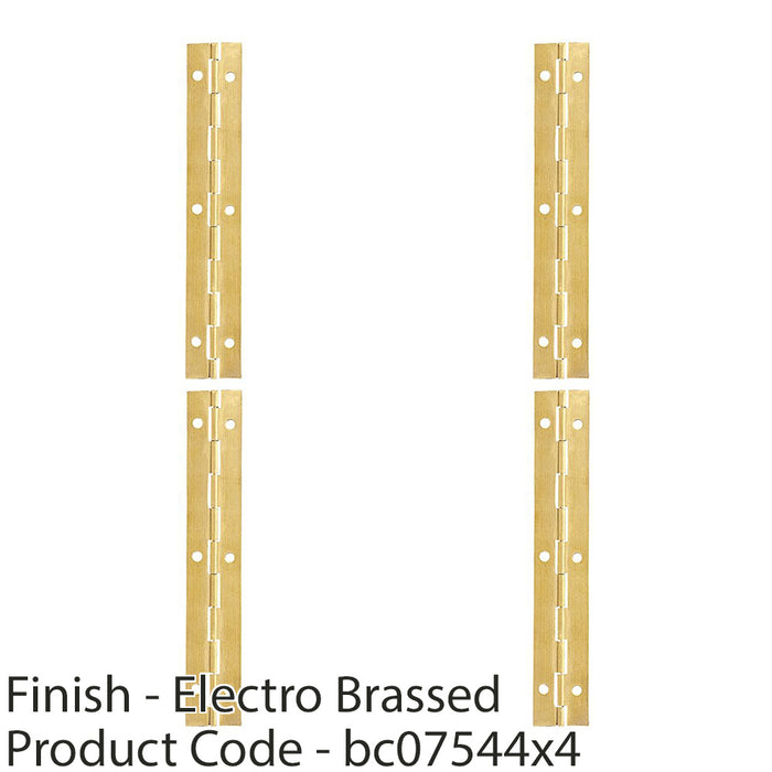 4 PACK 50 Pack 25 x 1829mm Brass Piano Hinge 1.8m Long Hinges Internal Door 1