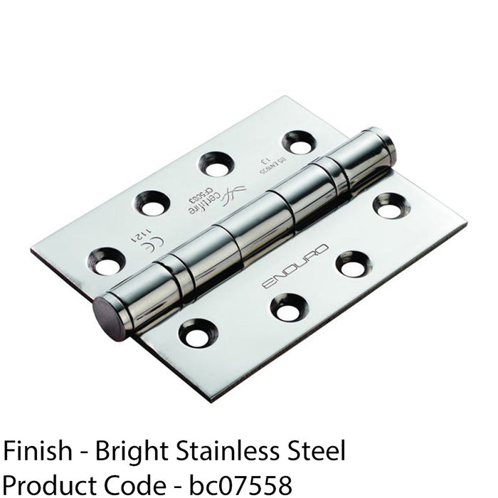3 Pack - Grade 13 Ball Bearing P Hinge - 102 x 76mm Bright Stainless Steel 1