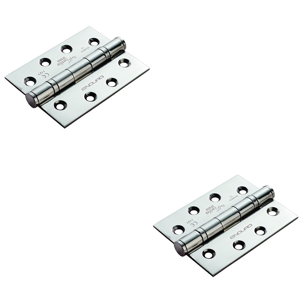 2 PACK 3 Pack Grade 13 Ball Bearing P Hinge 102 x 76mm Bright Stainless Steel