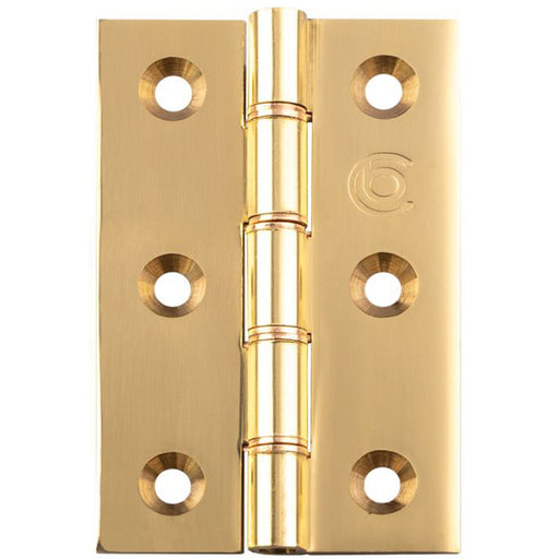 PAIR Double Bronze Washered Butt Hinge - 76 x 50mm Polished Brass Door Fixing