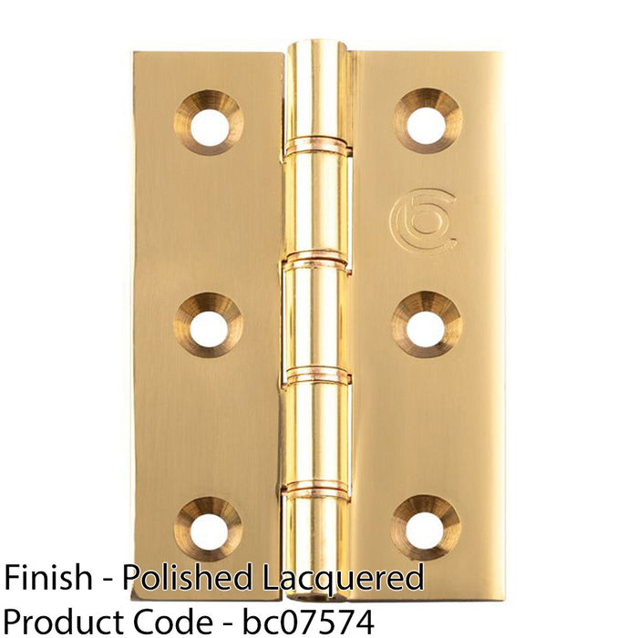 PAIR Double Bronze Washered Butt Hinge - 102 x 76 x 4mm Polished Brass Door 1