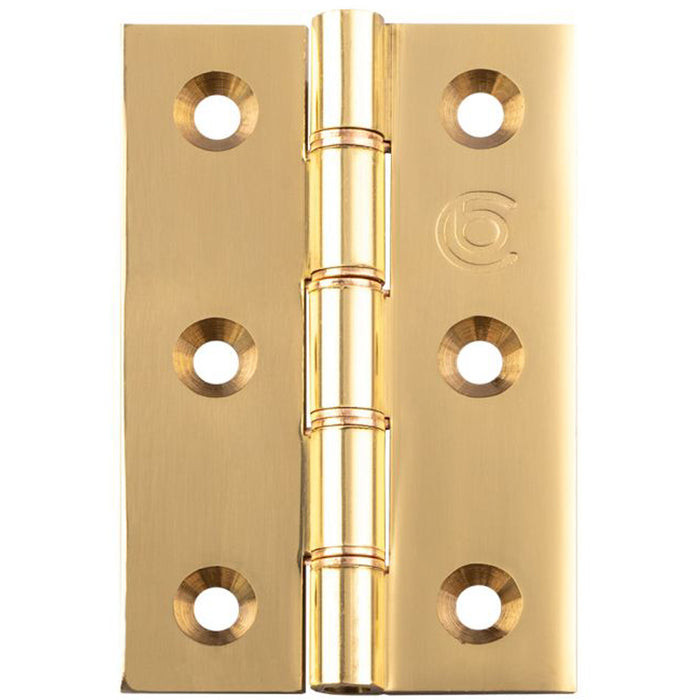 PAIR Double Bronze Washered Butt Hinge - 102 x 76 x 4mm Polished Brass Door