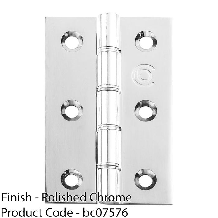 PAIR Double Steel Washered Butt Hinge - 102 x 67 x 4mm Polished Chrome Door 1