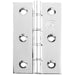 PAIR Double Steel Washered Butt Hinge - 102 x 67 x 4mm Polished Chrome Door