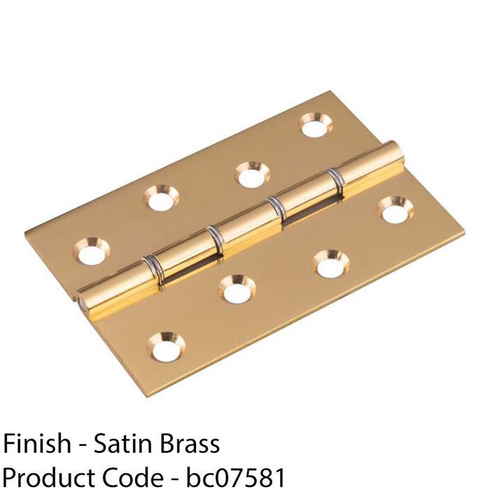 PAIR Double Steel Washered Brass Butt Hinge 102 x 67mm Satin Brass Door Fixing 1