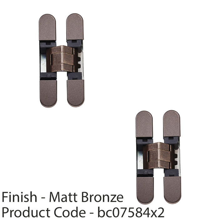 2 PACK 3D Adjustable Concealed Cabinet Hinge 180 Degree Wardrobe MATT BRONZE 1