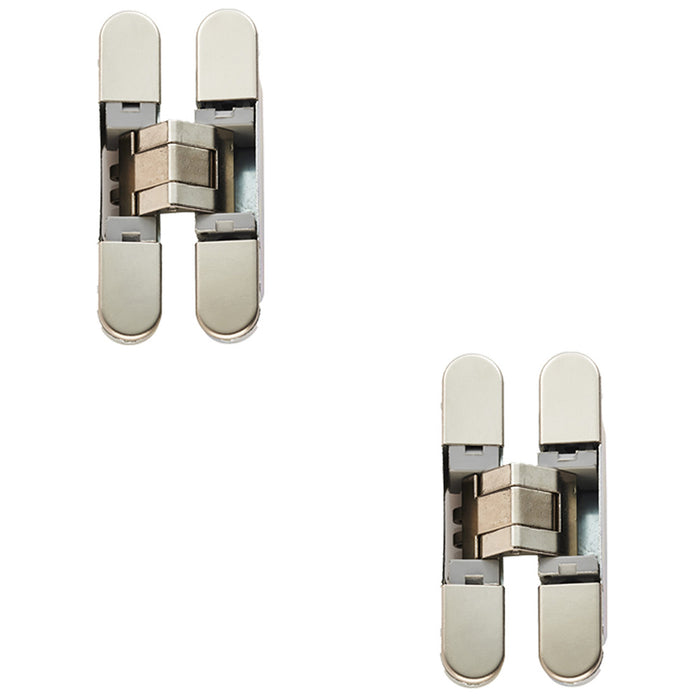 2 PACK 3D Adjustable Concealed Cabinet Hinge 180 Degree Opening Wardrobe NICKEL