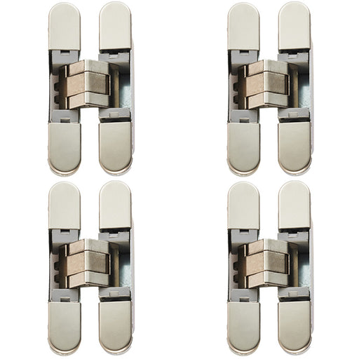 4 PACK 3D Adjustable Concealed Cabinet Hinge 180 Degree Opening Wardrobe NICKEL