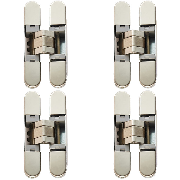 4 PACK 3D Adjustable Concealed Cabinet Hinge 180 Degree Opening Wardrobe NICKEL
