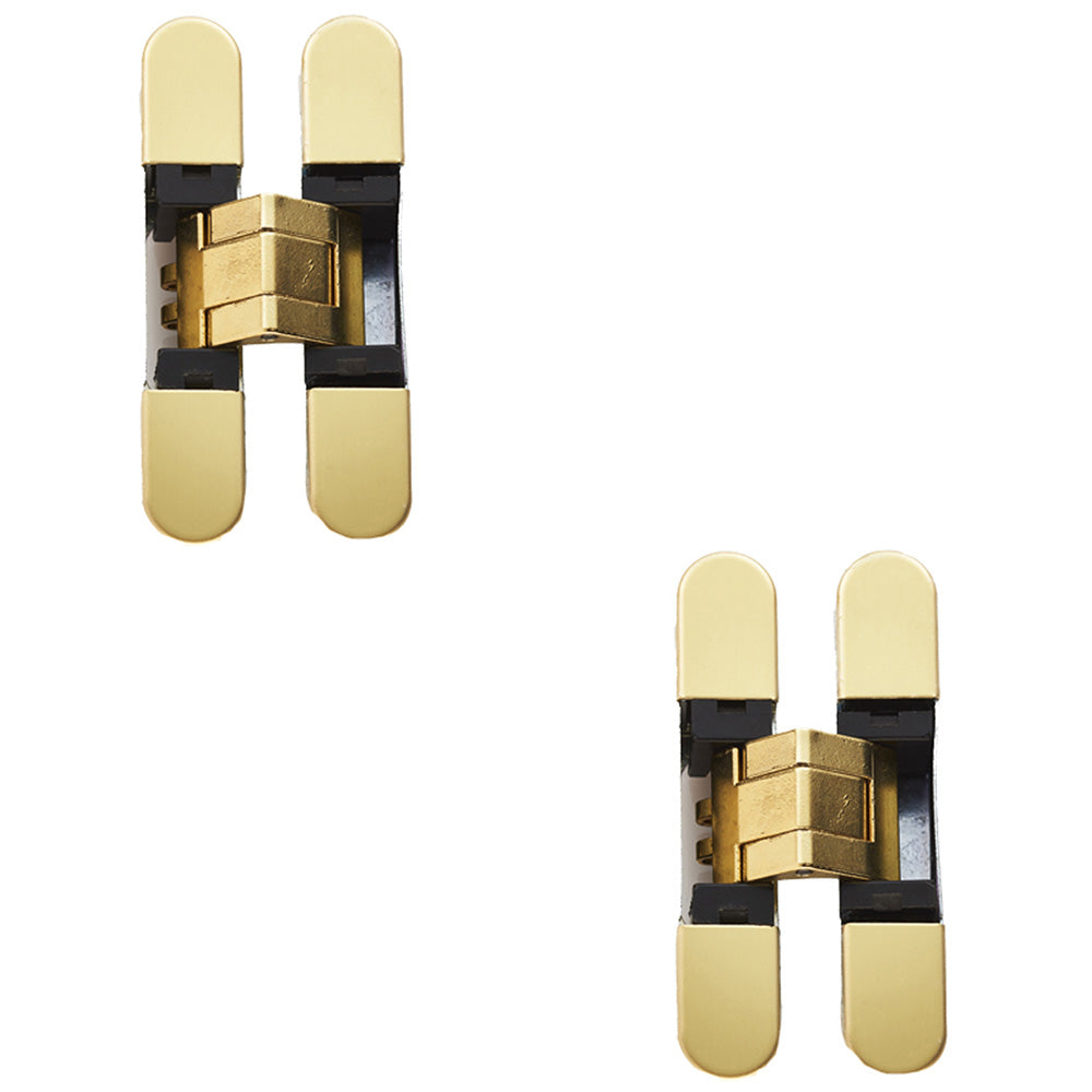 2 PACK 3D Adjustable Concealed Cabinet Hinge 180 Degree Opening Wardrobe BRASS