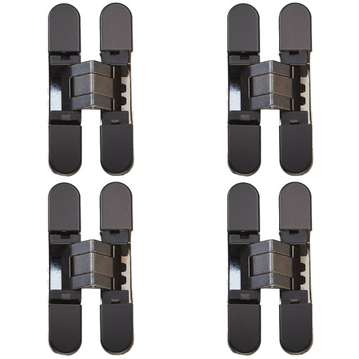 4 PACK 3D Adjustable Concealed Cabinet Hinge 180 Degree Wardrobe MATT BLACK